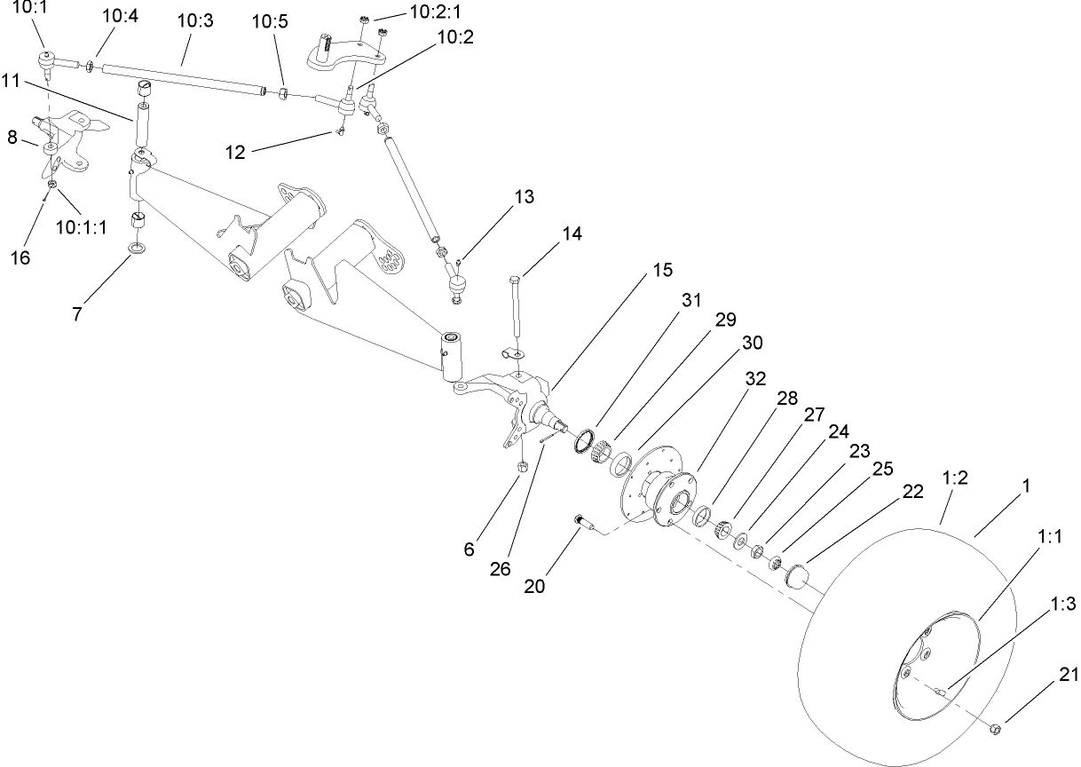 Front Tire and Steering Assembly