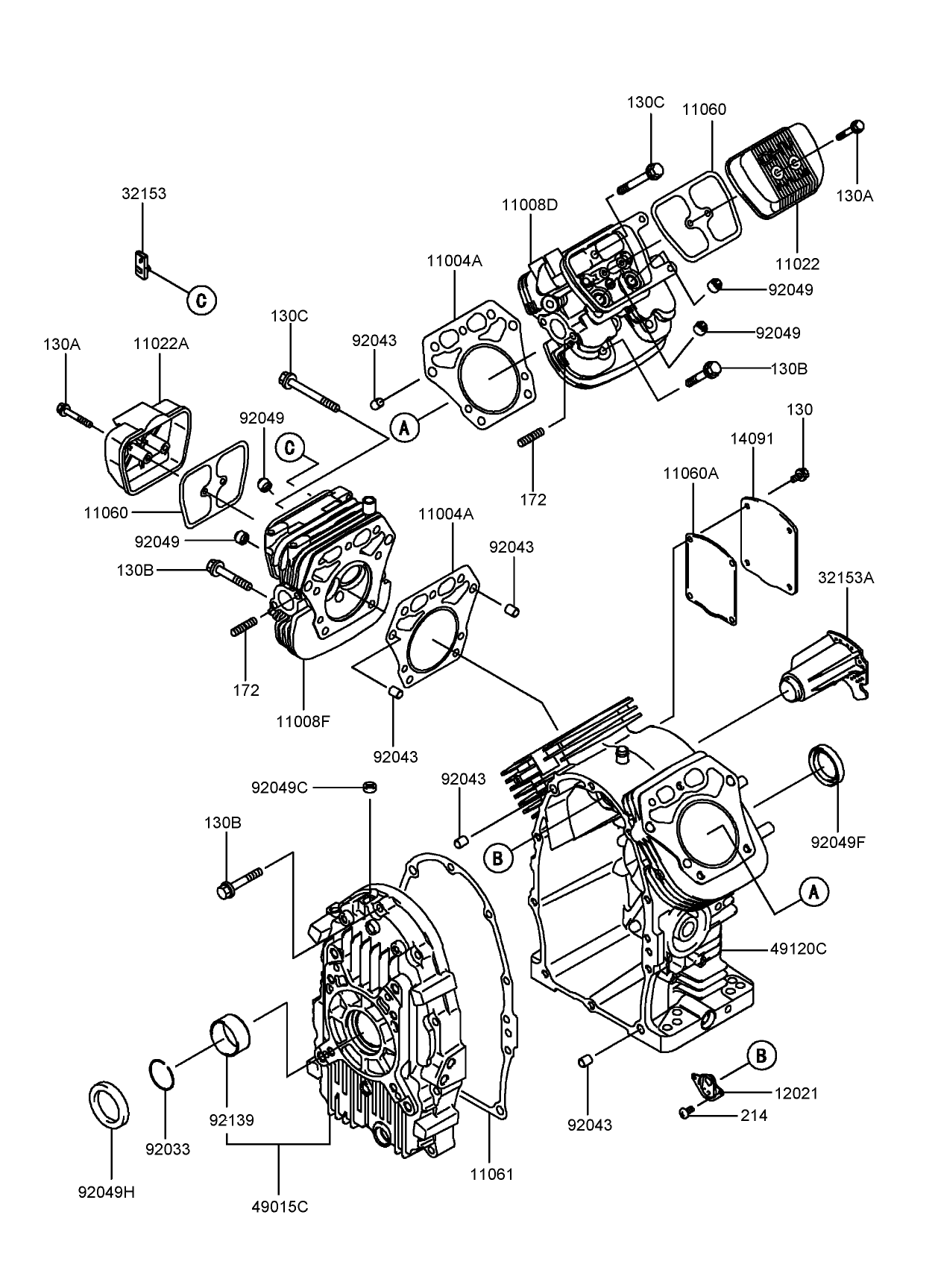 Cylinder and Crankcase Assembly Kawasaki FH721D-CS05-R