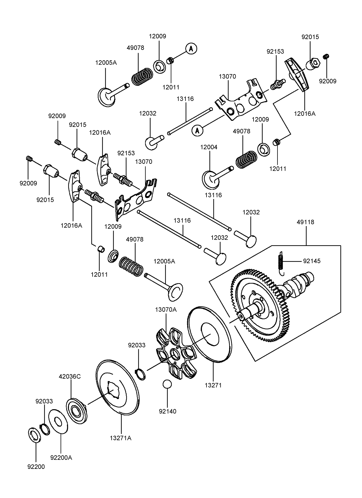Valve and Camshaft Assembly Kawasaki FH721D-CS05-R