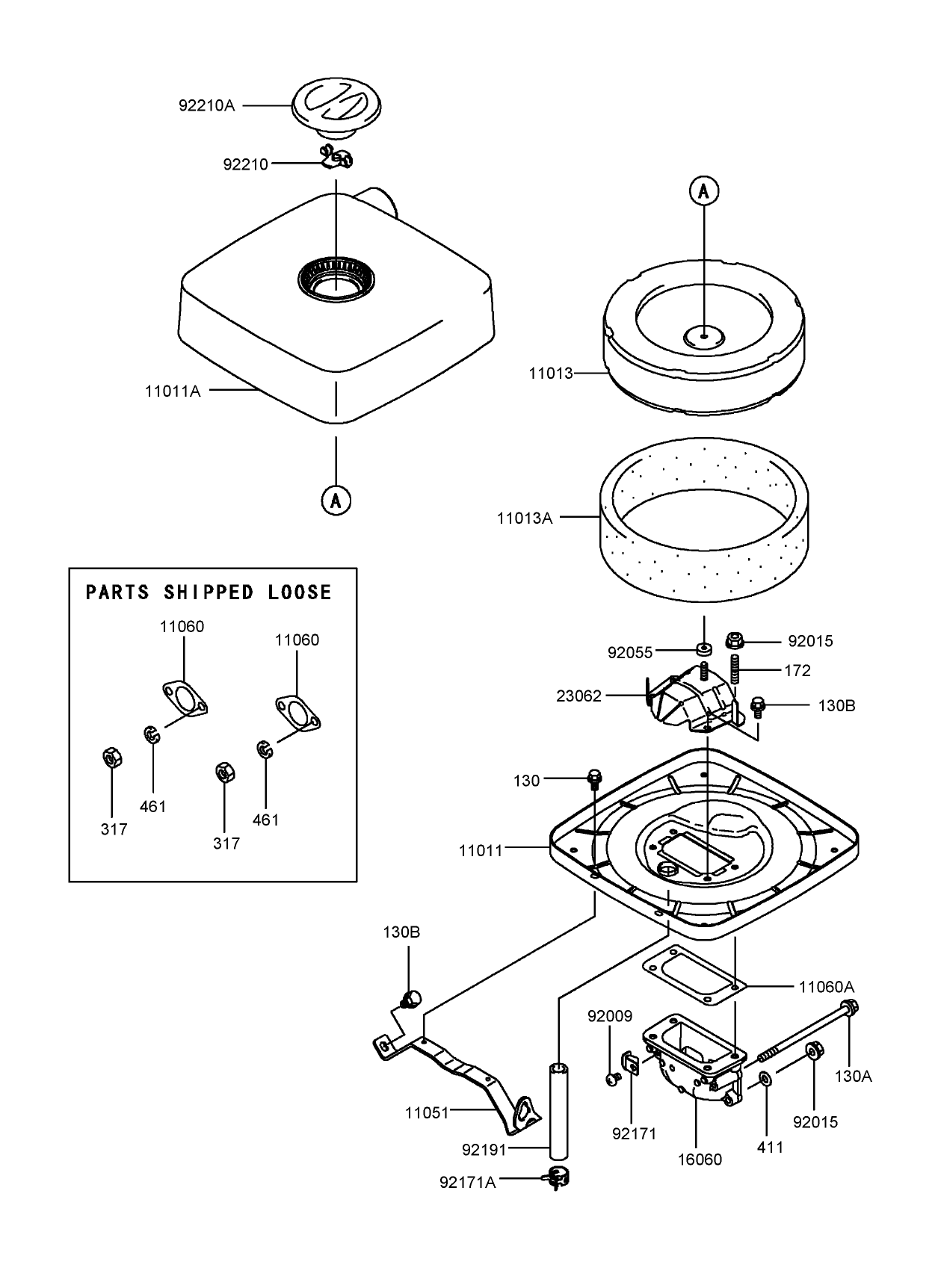 Air Filter and Muffler Assembly Kawasaki FH721D-CS05-R