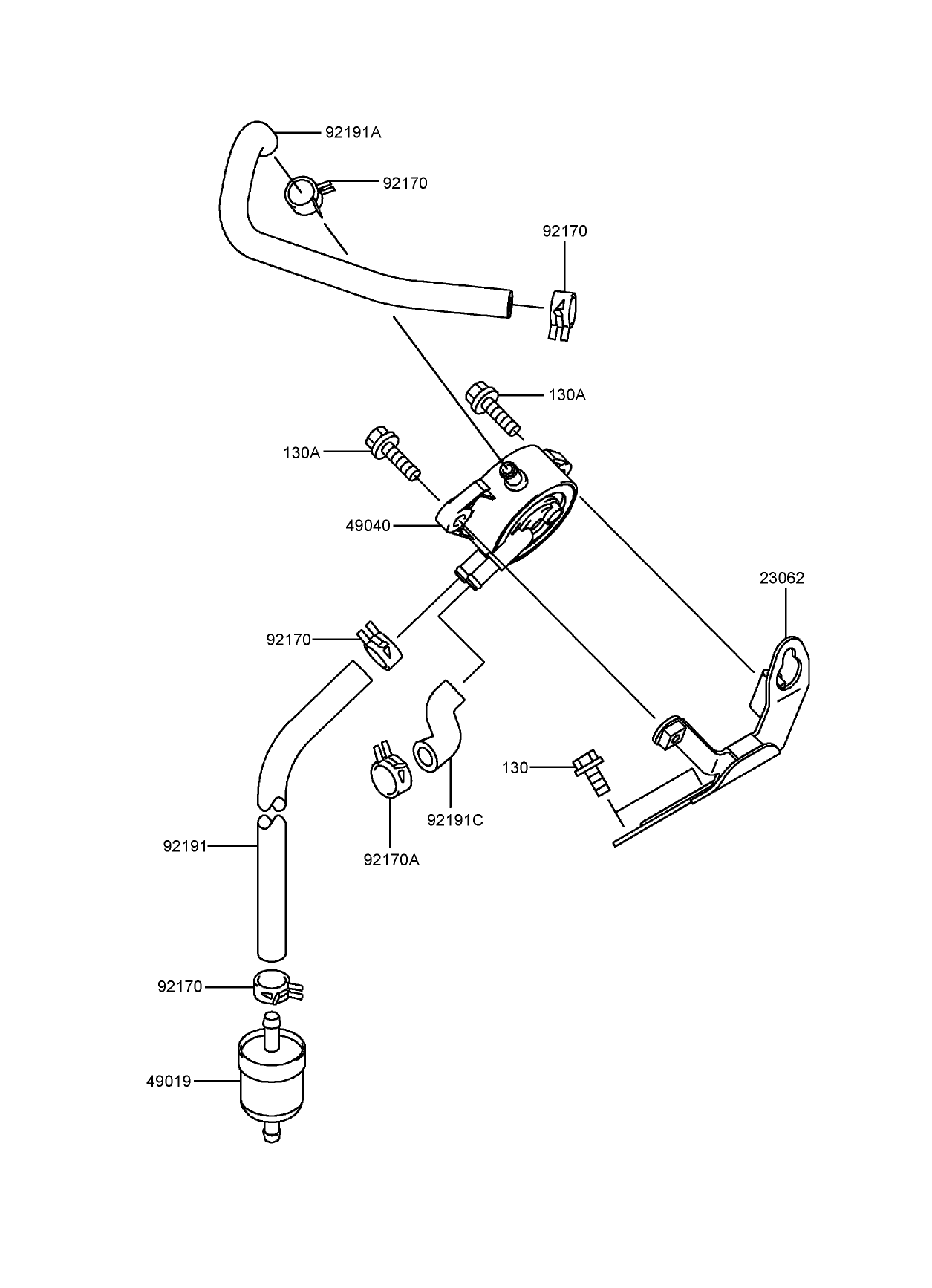 Fuel Tank and Valve Assembly Kawasaki FH721D-CS05-R