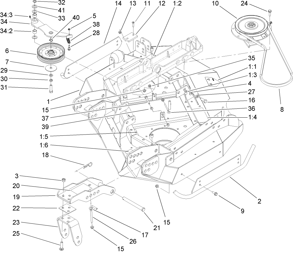 Left Hand Deck, Idler and Skid Assembly
