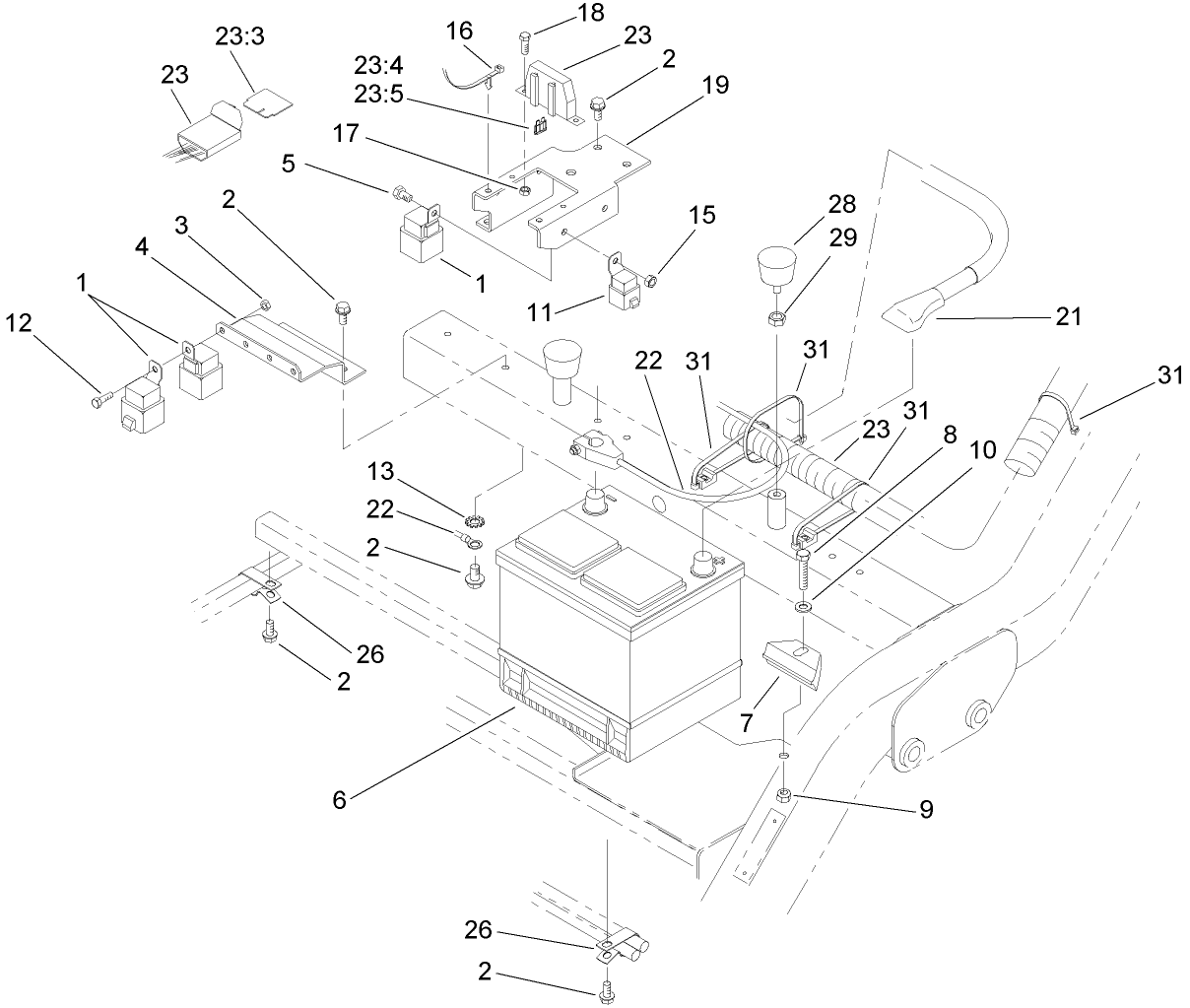Battery and Electrical Component Assembly
