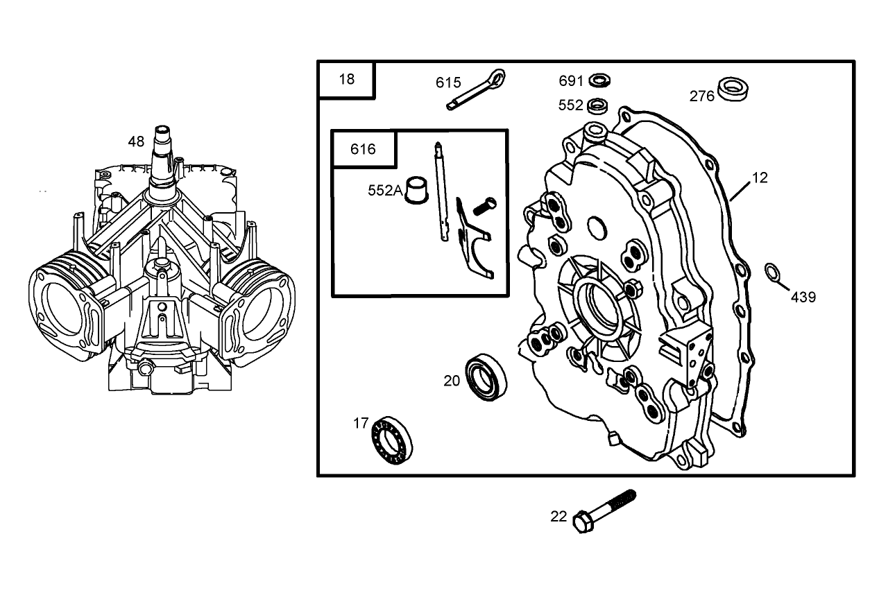 Crankcase Assembly  Briggs and Stratton 305447-0178-E1