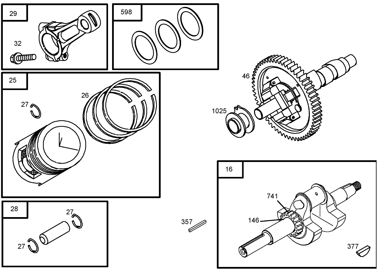 Crankshaft Assembly  Briggs and Stratton 305447-0178-E1