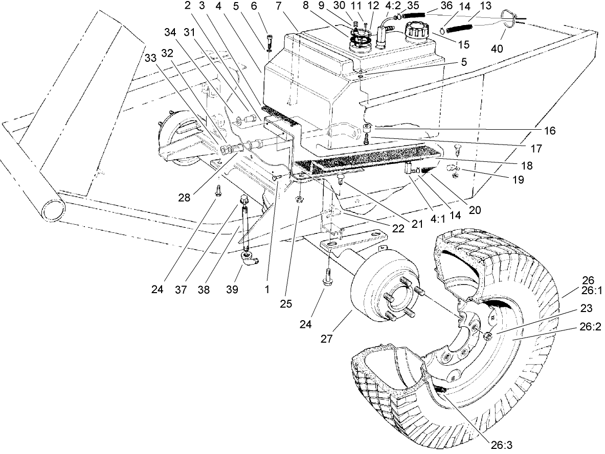 Fuel Tank and Front Axle Assembly