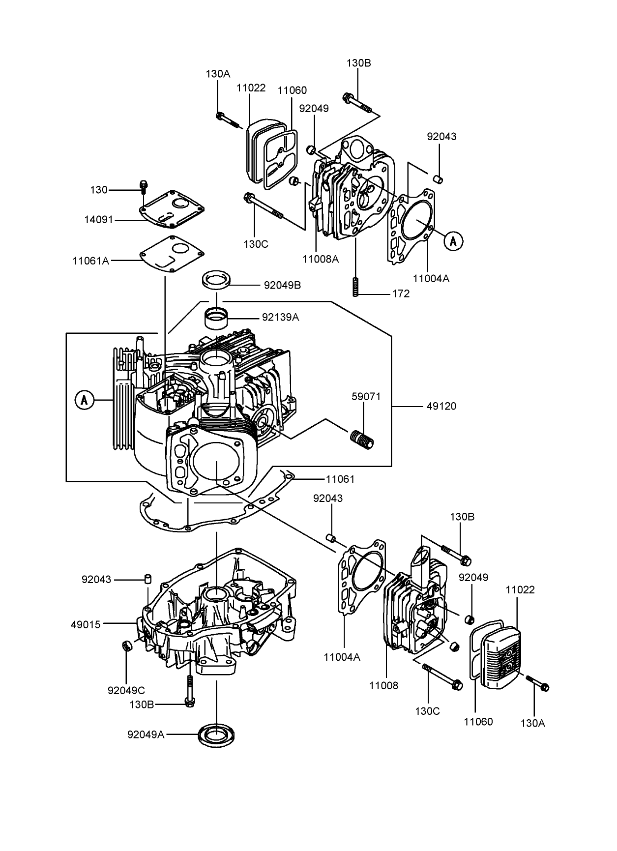 Cylinder and Crankcase Assembly  Kawasaki FH430V-BS28-R