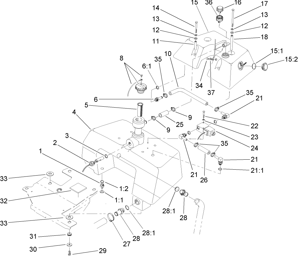 Hydraulic Reservoir and Leak Detector Assembly