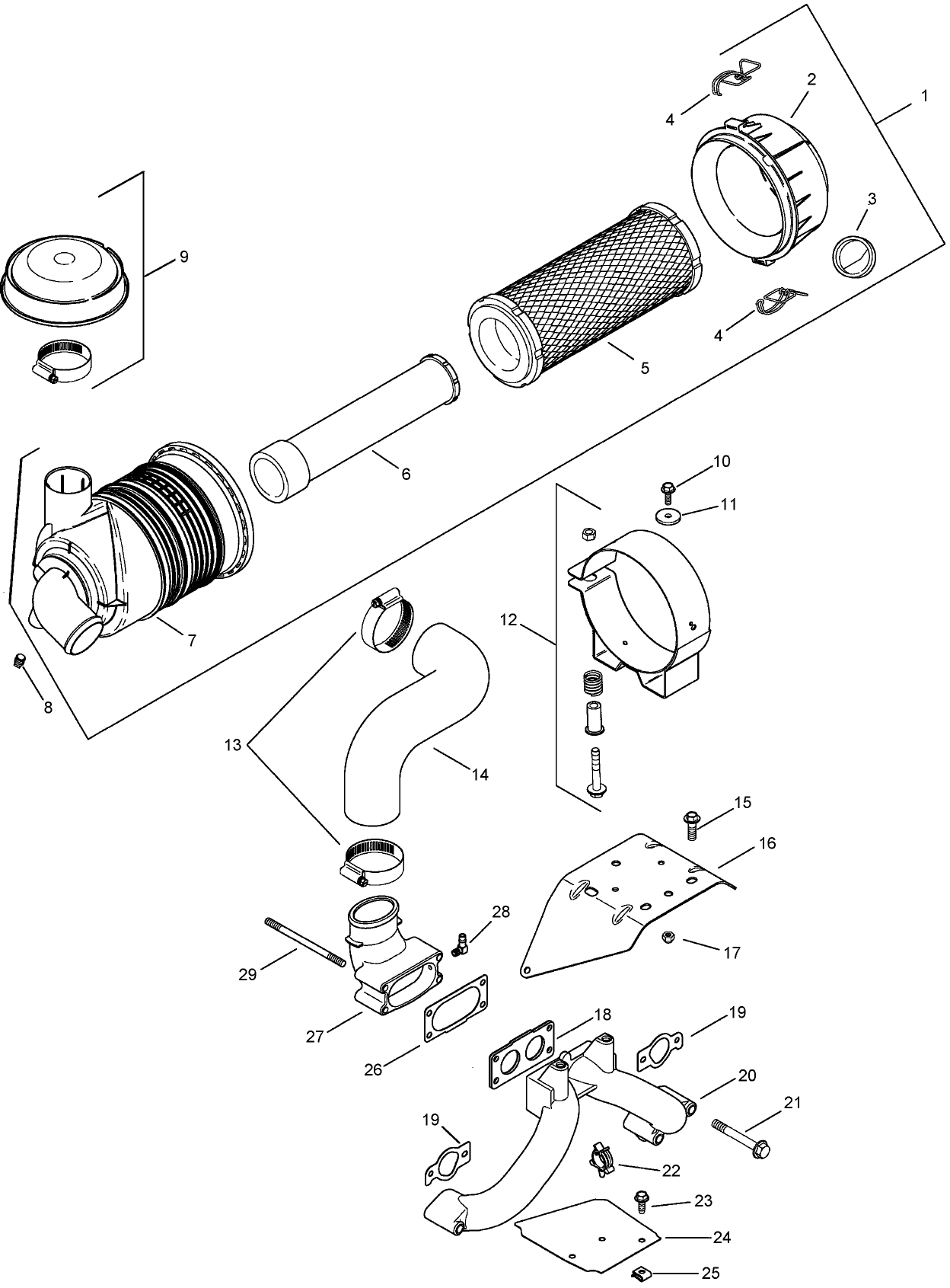 Air Intake and Filtration Assembly Kohler CH750-0010