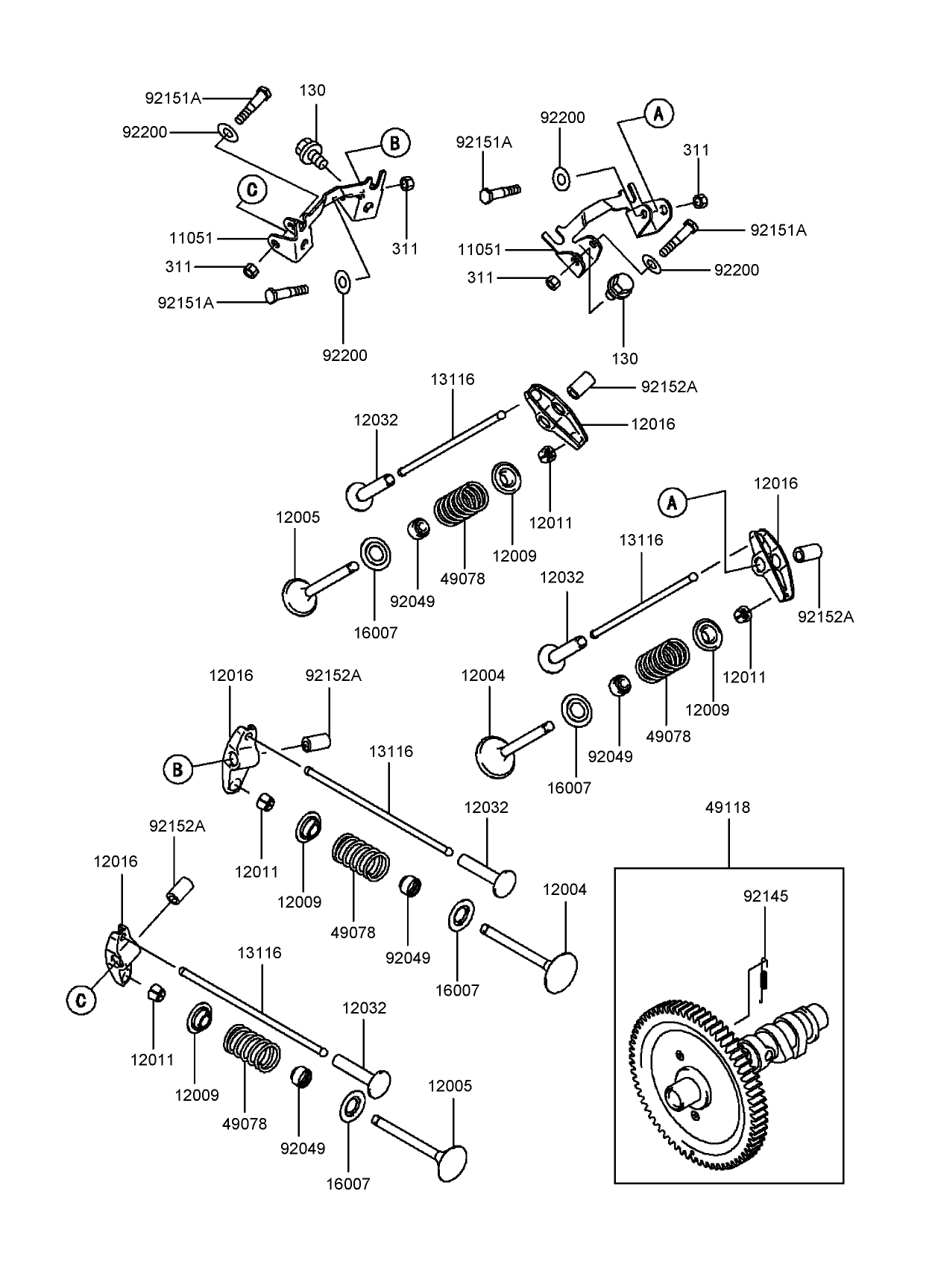 Valve and Camshaft Assembly  Kawasaki FD750D-BS03