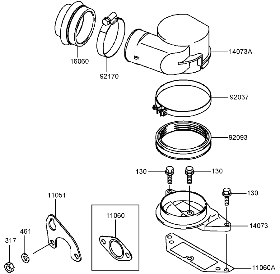 Air Filter and Muffler Assembly  Kawasaki FD750D-BS03