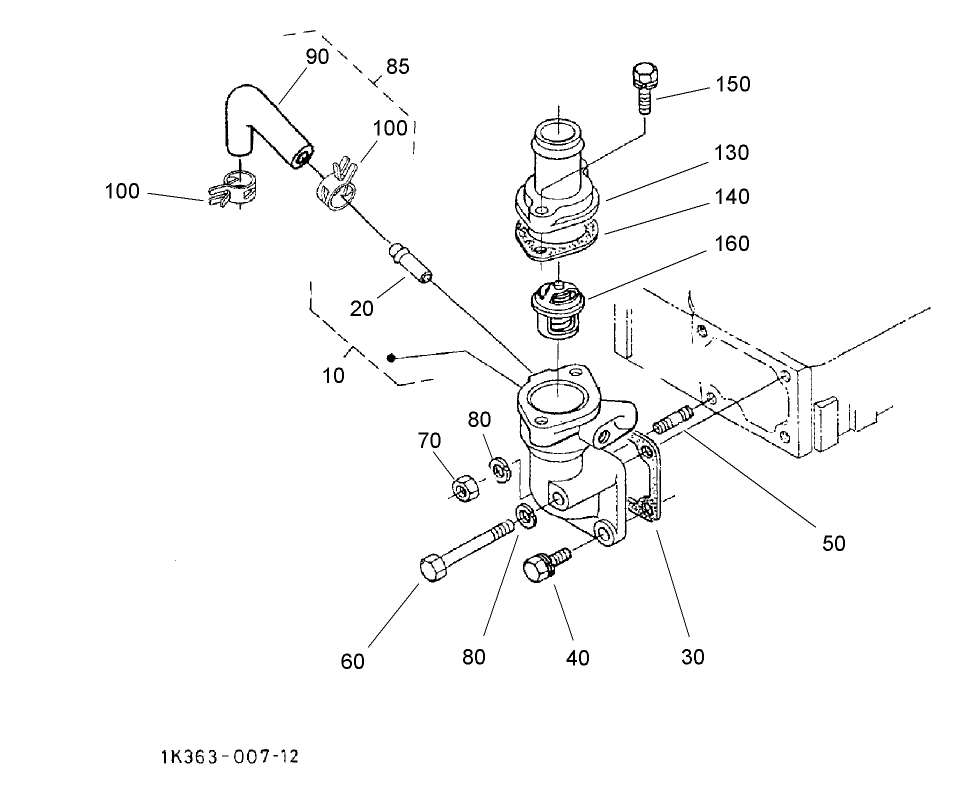 Water Flange and Thermostat Assembly