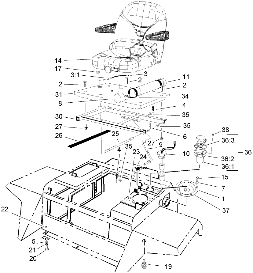 Seat Platform and Filler Cap Assembly