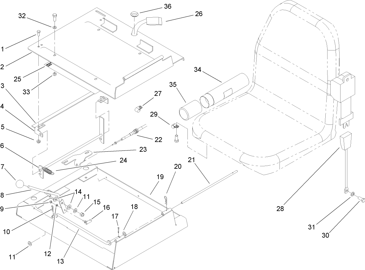Throttle and Seat Frame Assembly