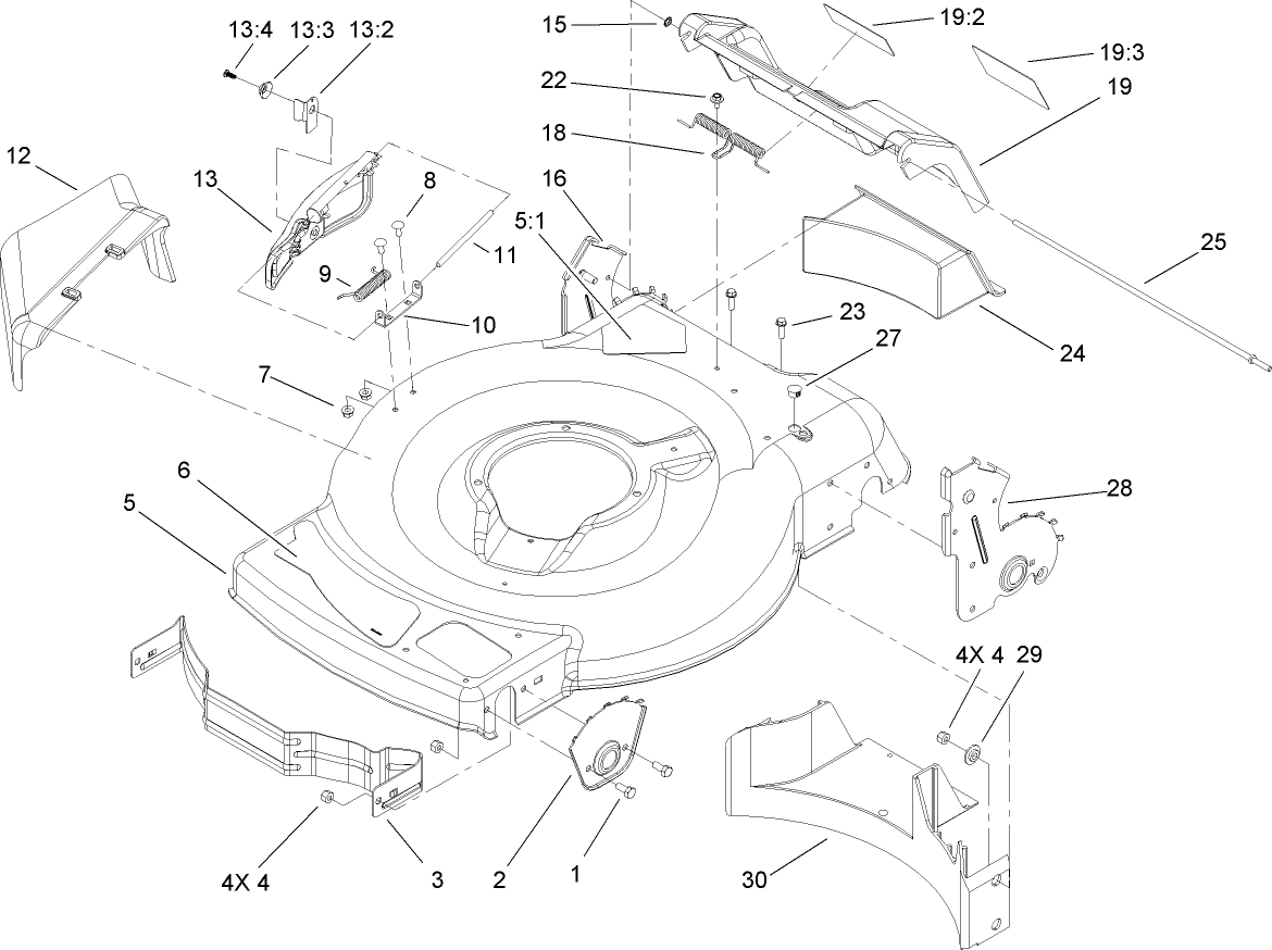 Deck, Side Chute and Rear Door Assembly