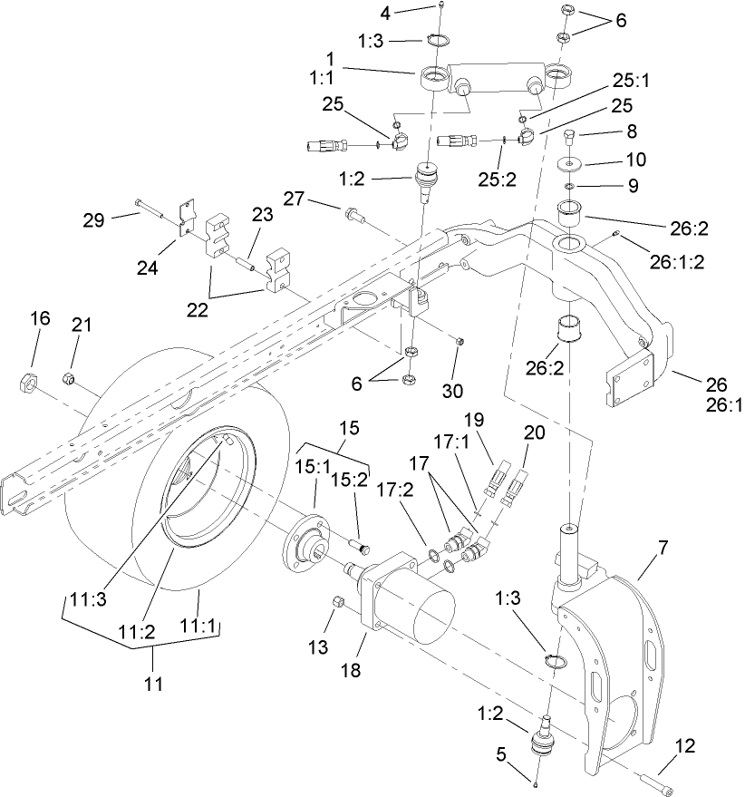 Rear Fork and Tire Assembly