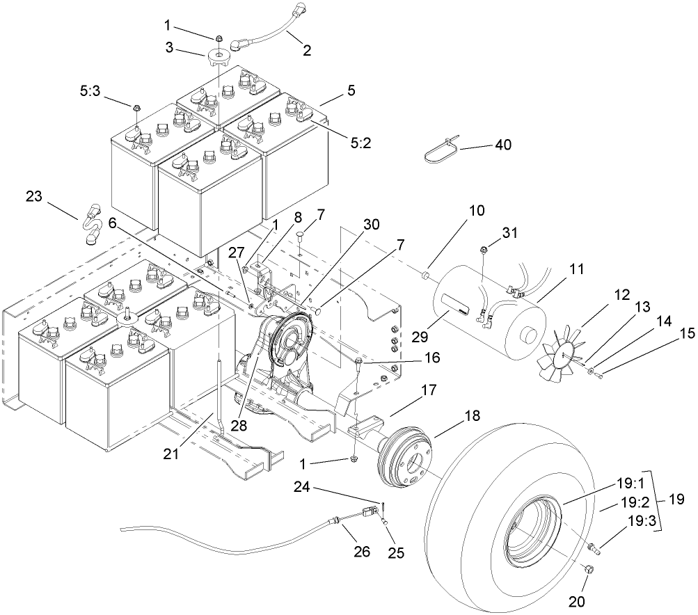 Battery and Transaxle Assembly