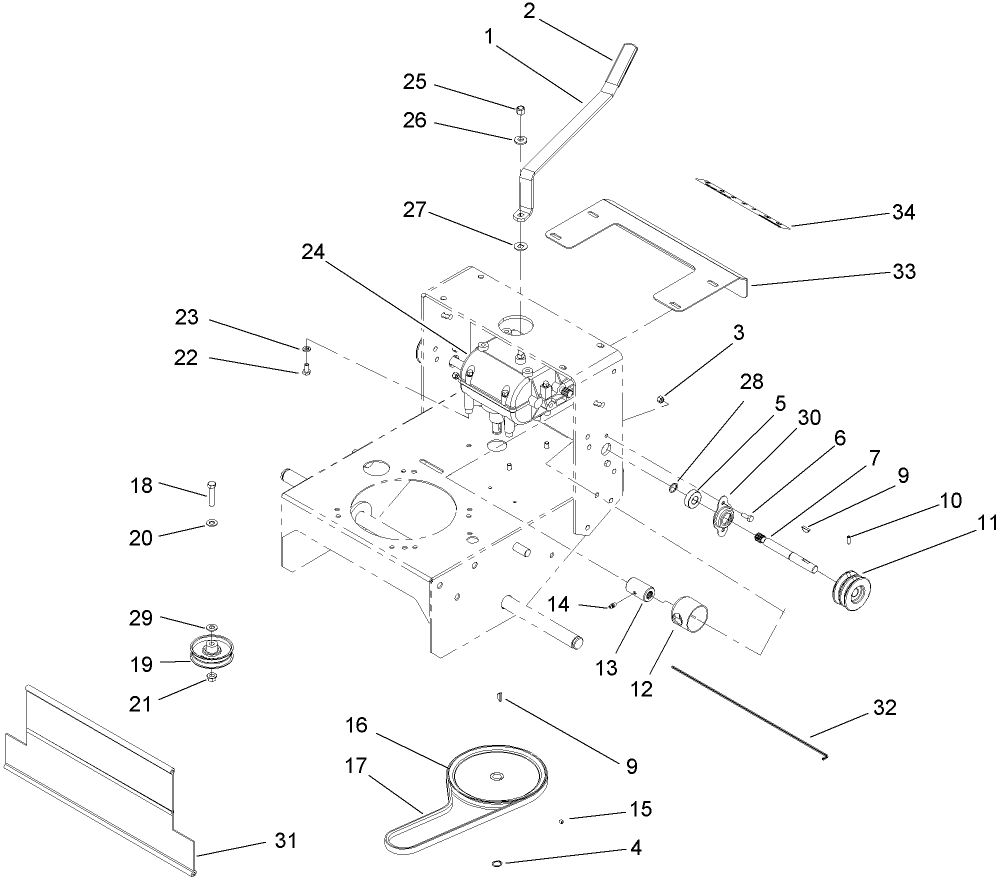 Transmission and Idler Pulley Assembly