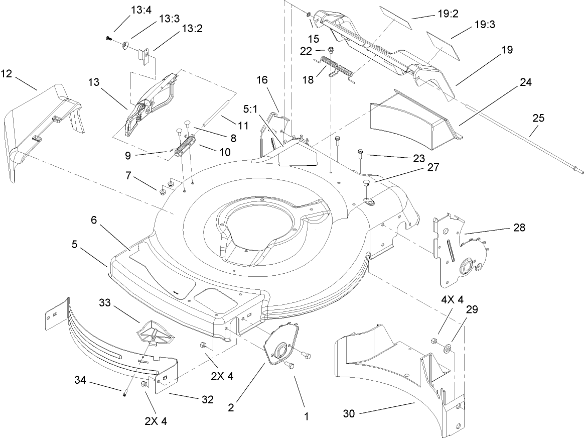 Deck, Side Chute and Rear Door Assembly