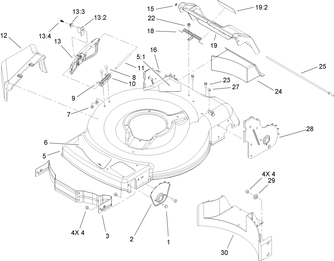Deck, Side Chute and Rear Door Assembly