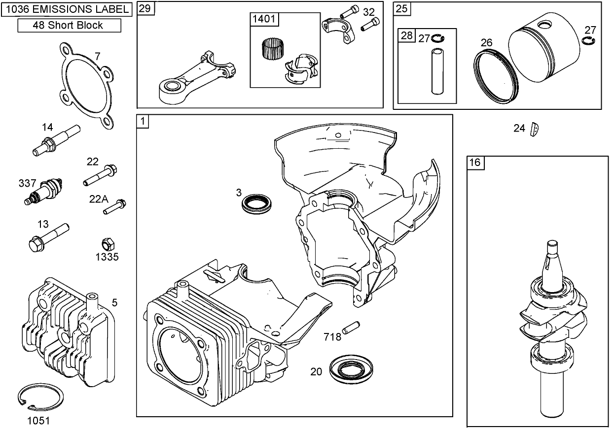 Crankcase, Crankshaft, Cylinder Head, and Connecting  Rod Assemblies Briggs and Stratton