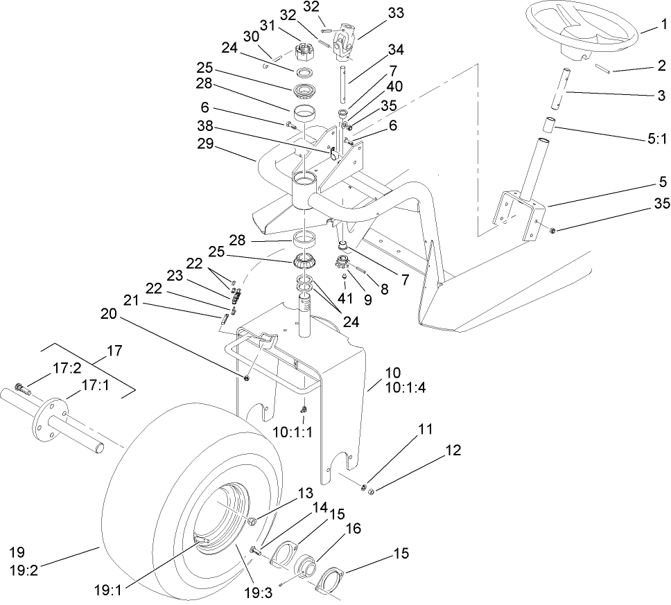 Front Wheel and Steering Assembly