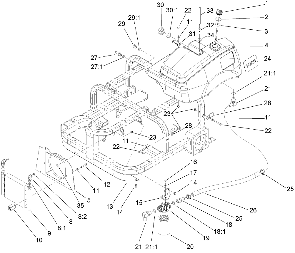 Hydraulic Tank, Filter and Cooler Assembly