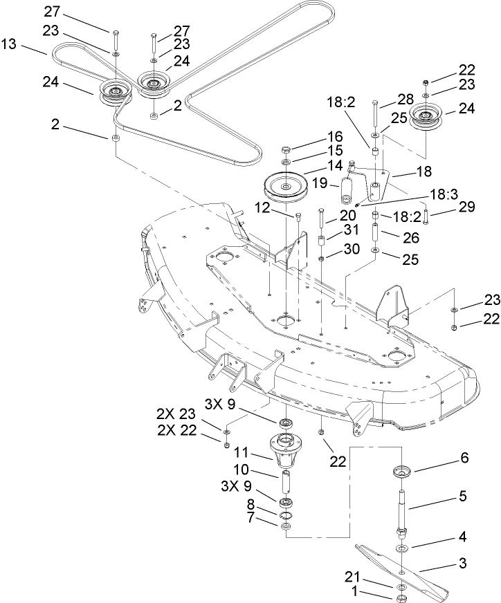 48in Spindle and Belt Drive Assembly