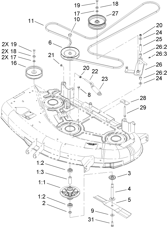 44in Deck Belt Drive Assembly