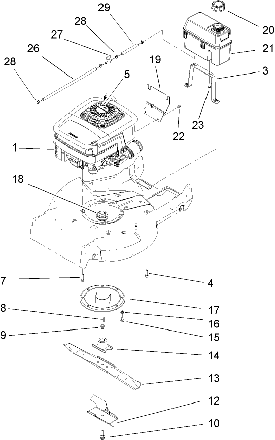 Engine, Fuel Tank and Blade Assembly
