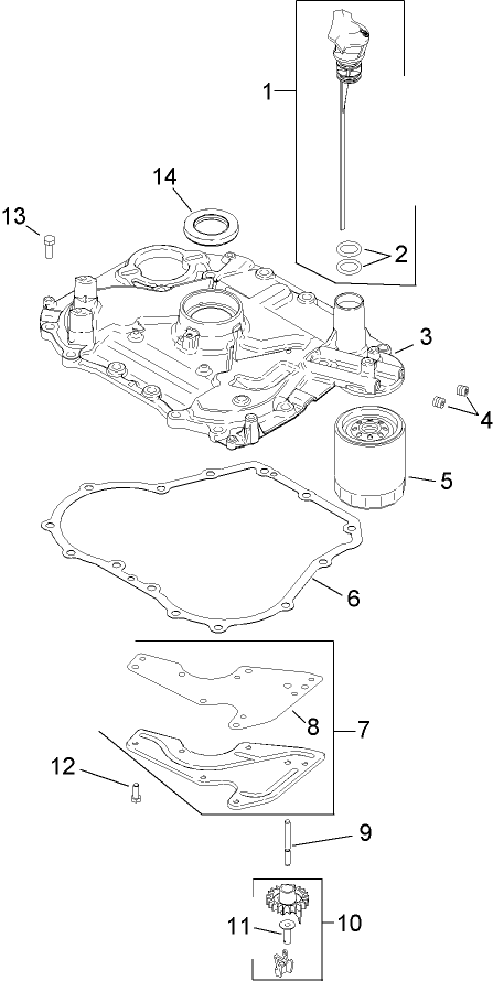 Oil Pan and Lubrication Assembly Kohler SV540-0019