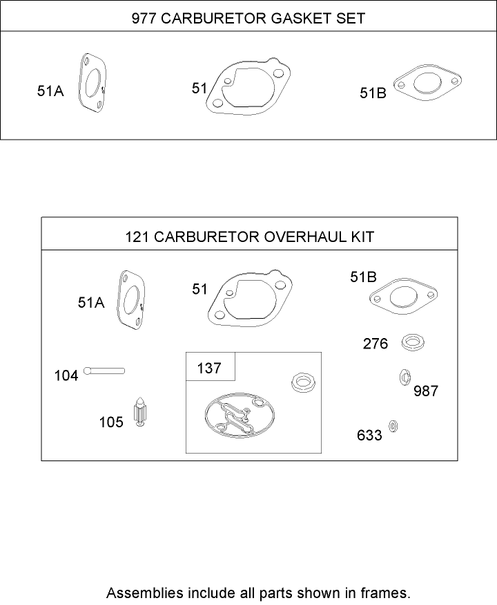 Carburetor Overhaul Kit  Briggs and Stratton 441577-0122-E1