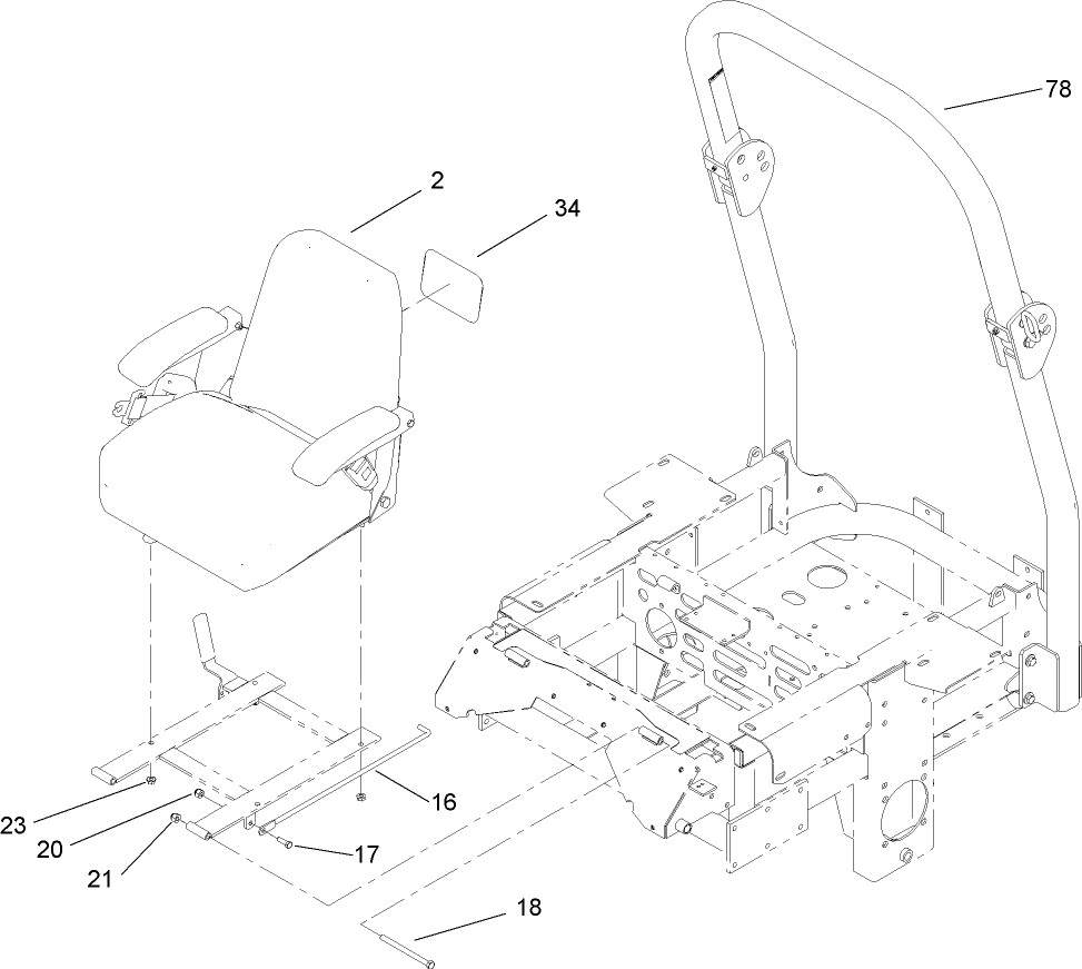Seat and Roll-Over Protection System Assembly