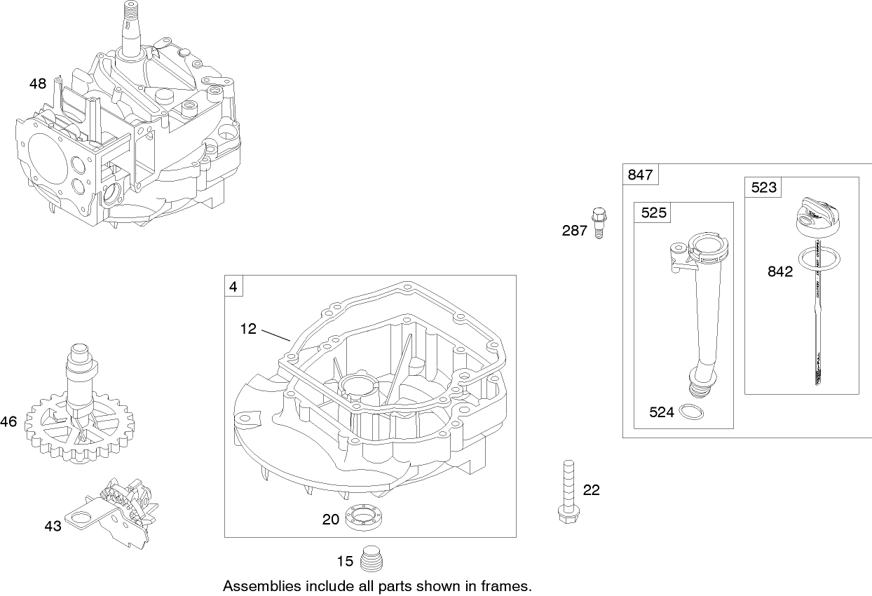 Crankcase Assembly Briggs and Stratton 125K02-0202-E1