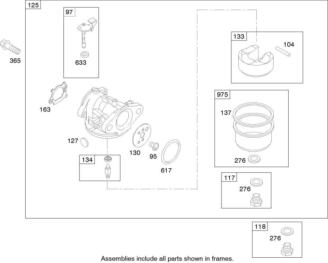Carburetor Assembly Briggs and Stratton 125K02-0202-E1