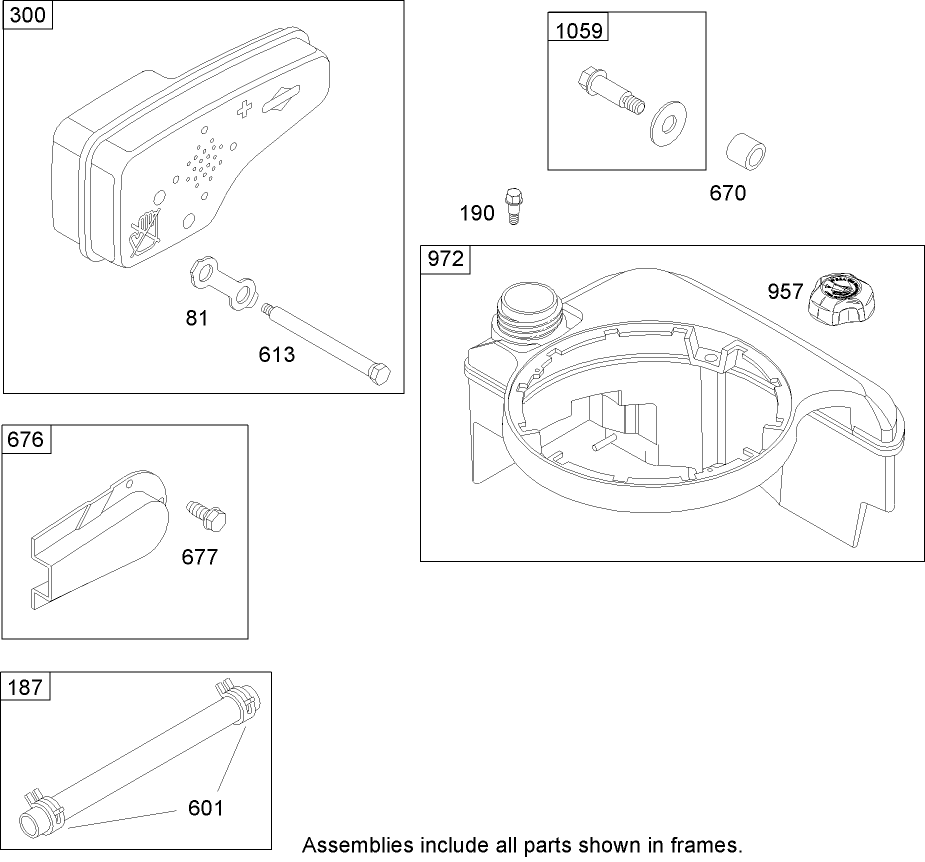 Muffler and Fuel Tank Assembly Briggs and Stratton 125K02-0202-E1