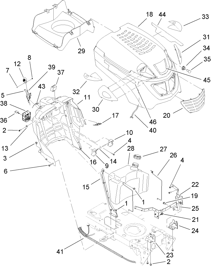 Fuel Tank and Hood Assembly