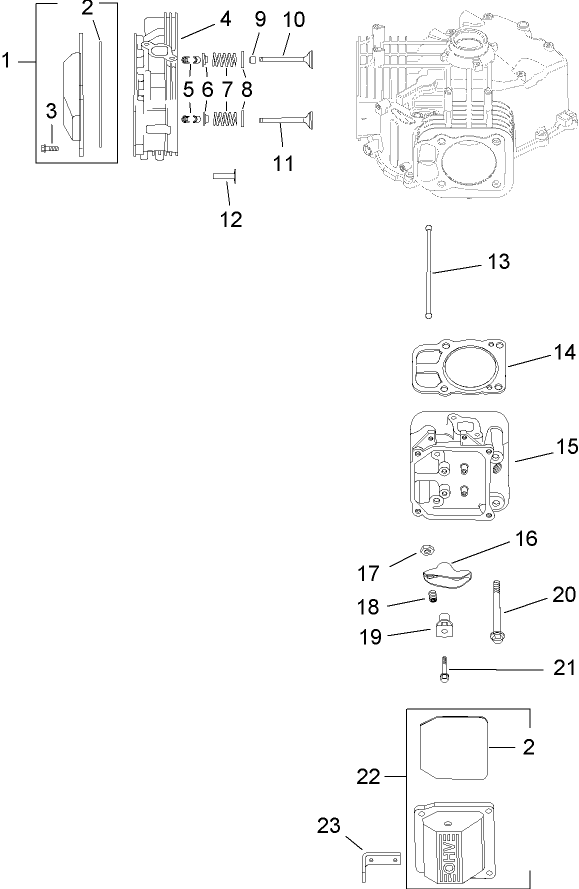 Head, Valve and Breather Assembly Kohler SV720-0011