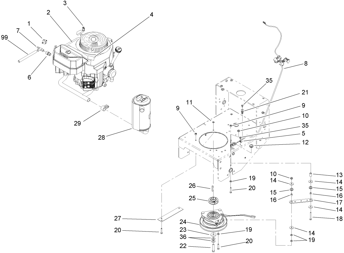 Engine and Clutch Assembly
