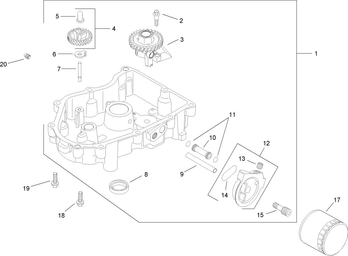 Oil Pan and Lubrication Assembly Kohler SV720-0017