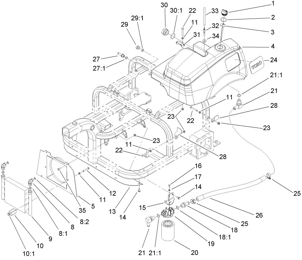 Hydraulic Tank, Filter and Cooler Assembly