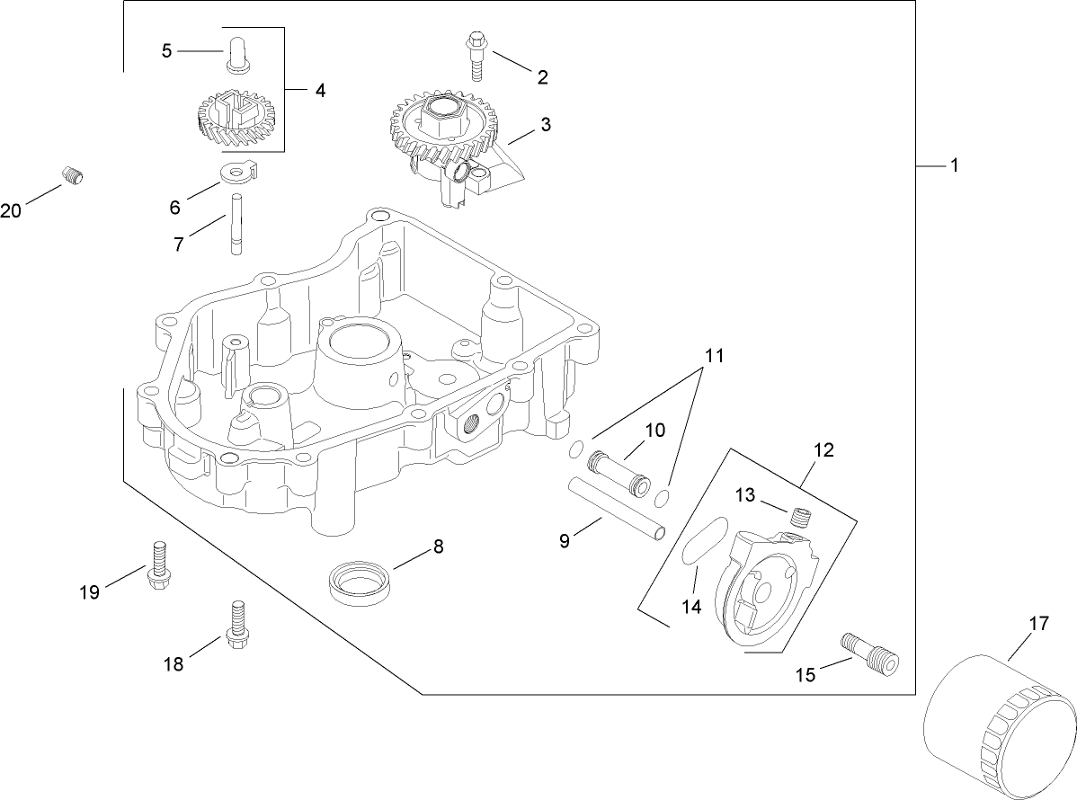 Oil Pan and Lubrication Assembly  Kohler SV730-0018
