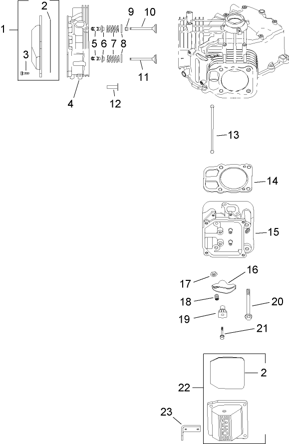 Head, Valve and Breather Assembly  Kohler SV730-0018