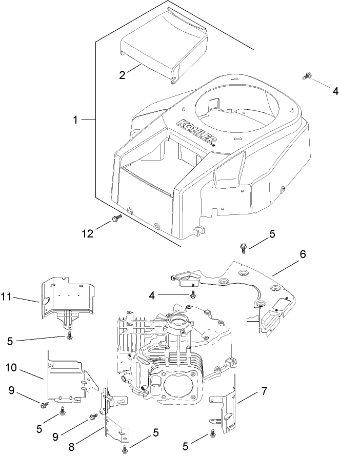 Blower Housing and Baffle Assembly  Kohler SV730-0018