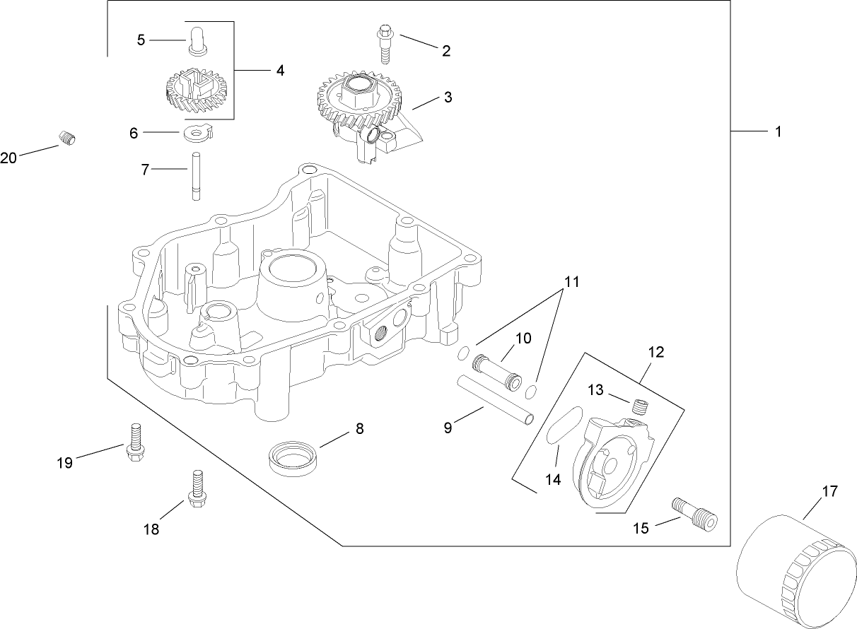 Oil Pan and Lubrication Assembly  Kohler SV735-0011