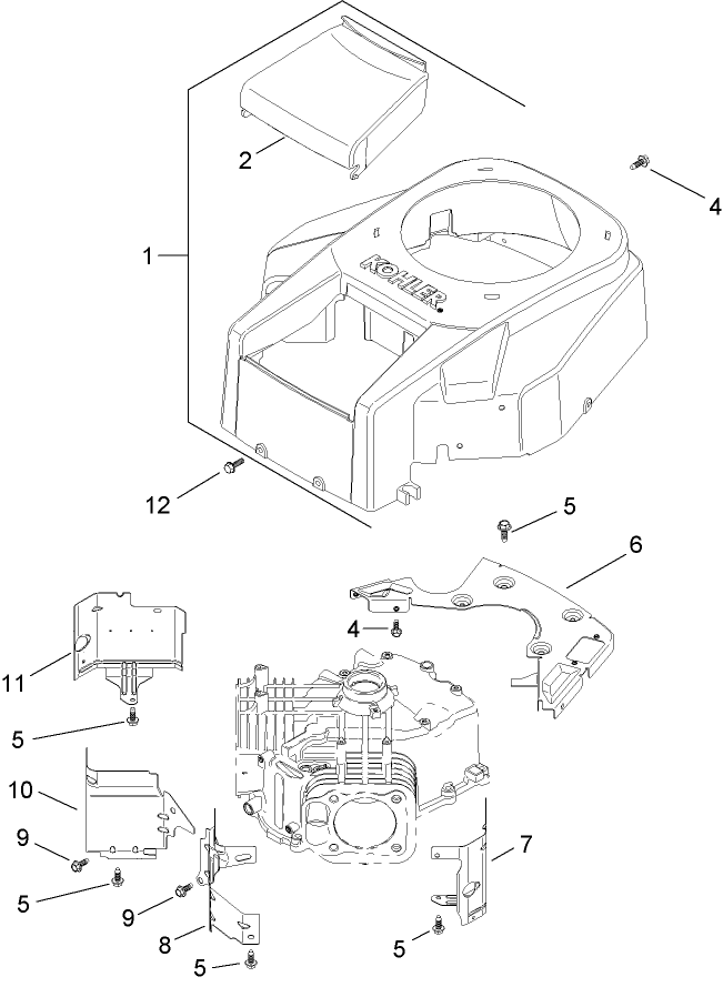 Blower Housing and Baffle Assembly  Kohler SV735-0011