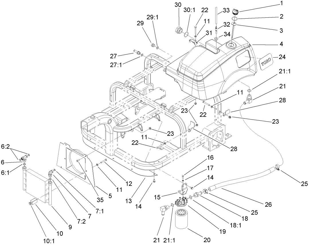 Hydraulic Tank, Filter and Cooler Assembly