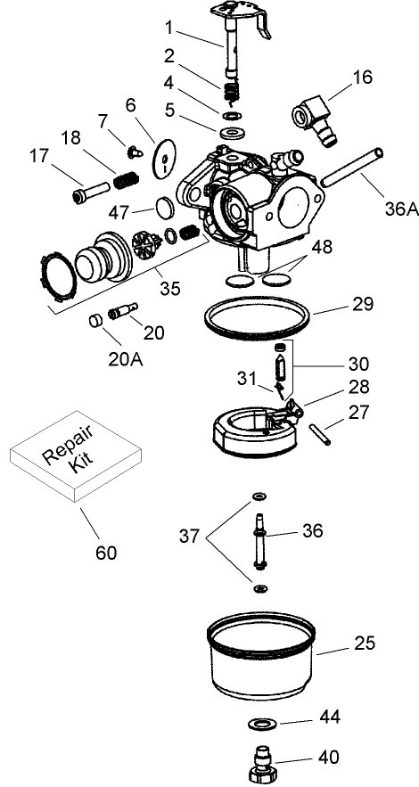 Carburetor Assembly No. 640350  Tecumseh LV195EA-362003D