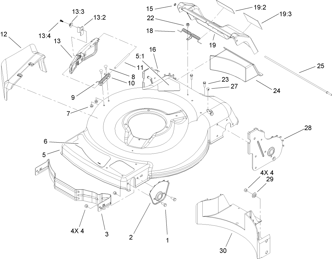 Deck, Side Chute and Rear Door Assembly