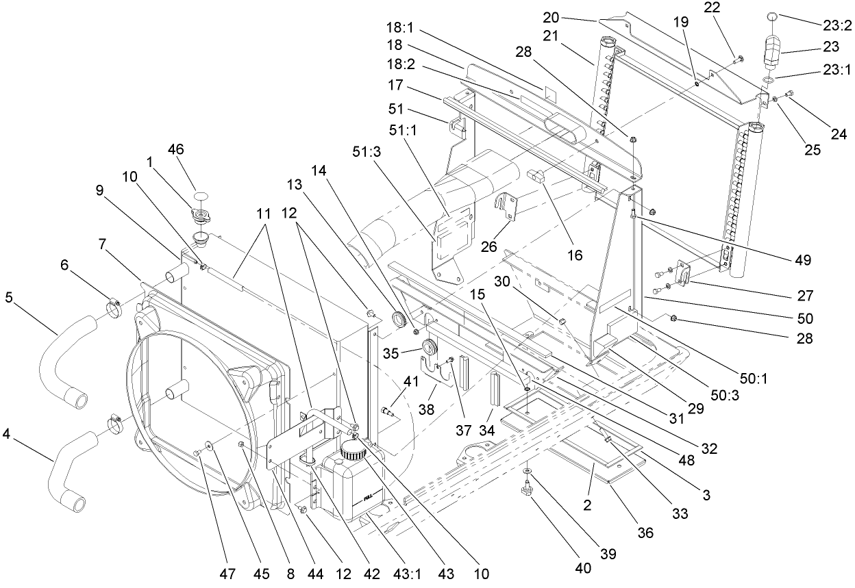 Radiator, Oil Cooler and Support Assembly
